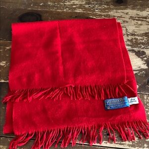Gorgeous red Pendleton Virgin Wool Made in USA red Scarf.